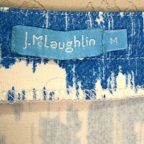 J McLaughlin Dress Size Medium Blue White Catalina Cloth - Picture 5 of 7